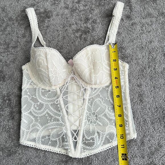 Victoria Secret ivory lace bustier corset top floral mesh - Picture 8 of 8